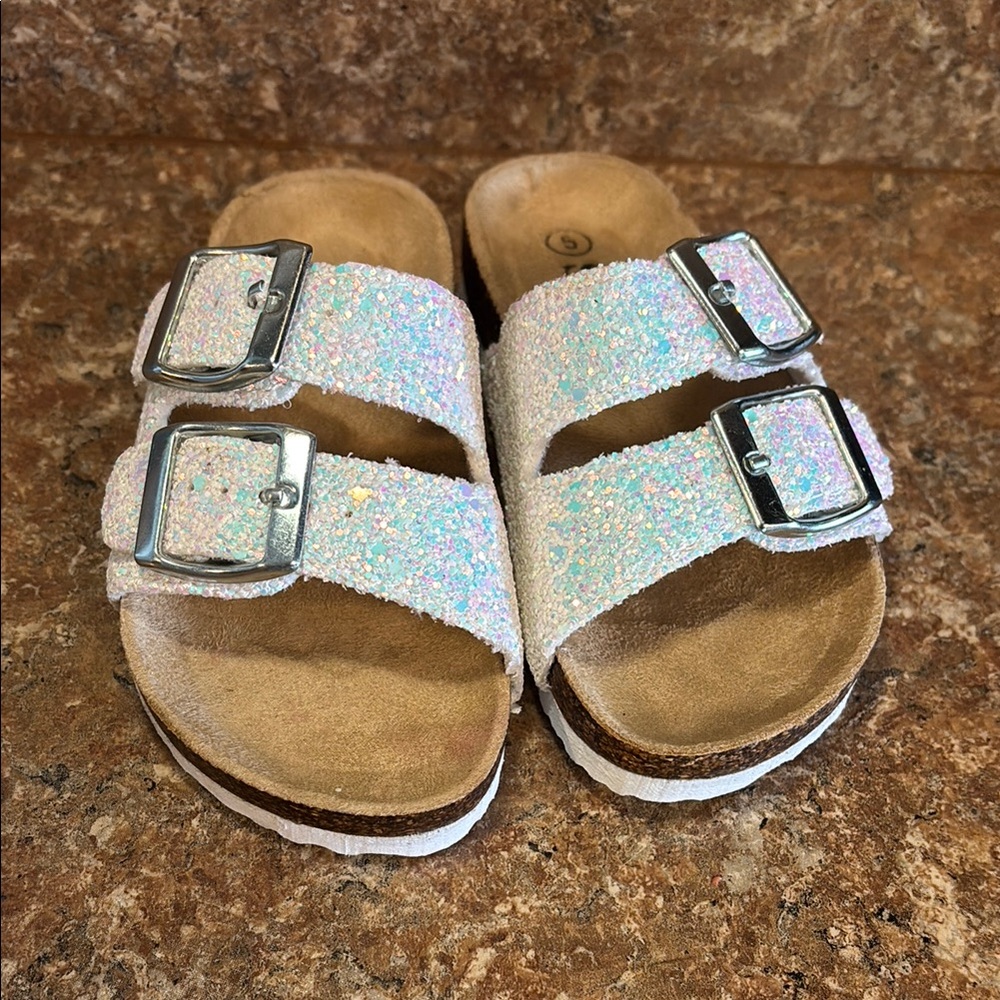 Glittery White Kids Sandals
